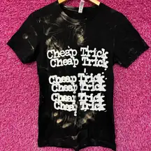 Cheap Trick Rod Stewart Hollywood Bowl Tour Tshirt Bleach Dye Rock Tshirt size Small