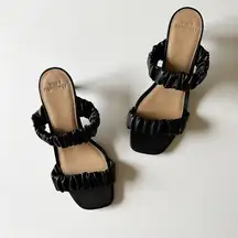 Abercrombie & Fitch Scrunchie Heel Sandals Black Soft Vegan Leather Women's 9