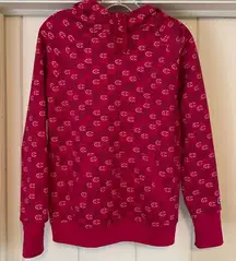 Champion All OverLogo High Neck Sweatshirt Pullover Hoodie Pink Size M