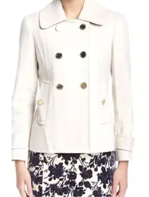 Tory Burch Bernadine Wool Blend‎ Peacoat Button Jacket 48131588 SHELL/IVORY 0