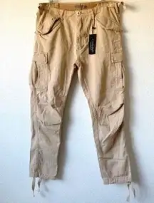 Carmar camel Khaki cargo pants pockets tan denim | size: 4 | NWT