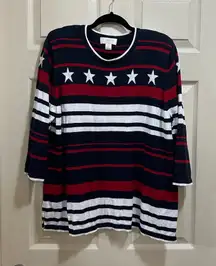 CJ Banks crew neck sweater red white and blue size 1X