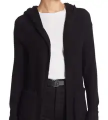 Go couture long open front hooded cardigan in black size L