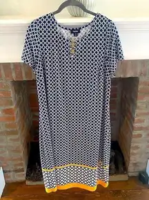 TACERA Plus Size Navy & Gold MIDI Dress size 1X like new