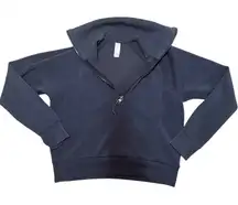 Spanx Air Essentials 1/2 Zip Sweatshirt Women's XS Blue Stretch Soft Pullover