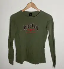 Hurley dark green Y2K Style long sleeve shirt ( M )