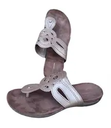 Croft & Barrow Womens Brown leather Slip On Thong Sandals Size 8‎