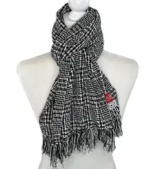 Anne Klein Rectangular Scarf black and white with fringe