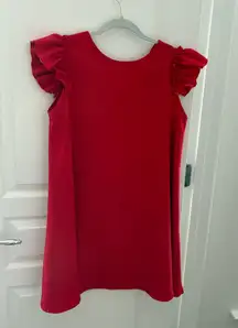 Red ruffle sleeve dress