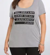 Torrid‎ T Shirt Big Dreams Good Music Expensive Taste