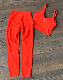 Lululemon Align High-Rise Pant Double Lined  25" & Tank size 6 Solar Orange NWOT