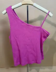 We The Free One Shoulder Tank Top Sleeveless Ribbed Casual Pink‎ Small