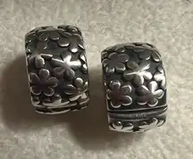 Set of Two Pandora Flower Bouquet Clip Charms Sterling Silver Retired