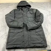 Lands End Jacket Womens Size M Black Long Puffer Pockets Outdoors Basic Hooded