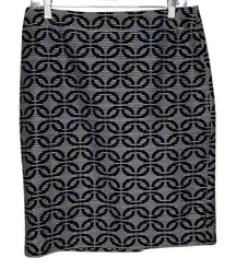 Ann‎ Taylor Skirt Womens 10 Black White Geometric Pencil Skirt Straight Preppy