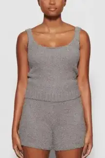 SKIMS grey Sherpa knit top