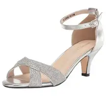 NWOT Touch Ups Clementine Silver Sparkle Glitter Sandal‎ Heels Pumps Size 8