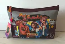 Nikky By Nicole Lee Cosmetic Pouch Bag Pop Generation Gray/Burgundy