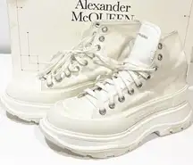 ALEXANDER MCQUEEN Size 8 Tread Slick Canvas Rubber Exaggerated-Sole Ankle Boots