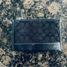 COACH Vintage Black Signature C Print Keychain Card Holder Wallet