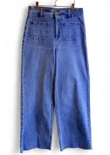 OAT New York High Rise Wide Leg Jeans with Patch Pockets in Blue size 10/30 NWOT