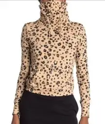 Love, Fire  Tan Cheetah Print Mask Hoodie Med NWT