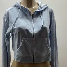 Social Scene Size Large Light Blue Crop Hoodie Zipper Jacket. Preloved