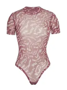 SKIMS NWT Women’s Summer‎ Mesh Raspberry Swirl T-Shirt Thong Bodysuit Size XS