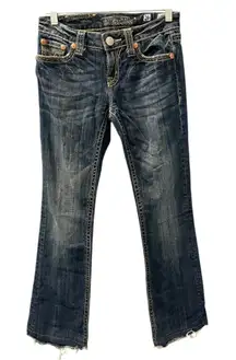 Vintage Y2K Miss Me Size 26 Cow Hide Western Bootcut Embroidered Jeans Low Rise