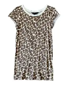 Marc Jacobs Womens Brown White Beige Leopard Print Short Sleeve Top Sz XS