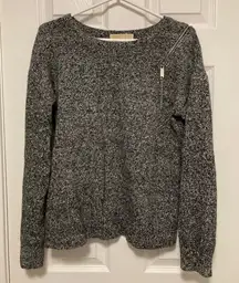 Michael Michael Kors Black Marbled Zipper Detail Merino Wool Blend Sweater