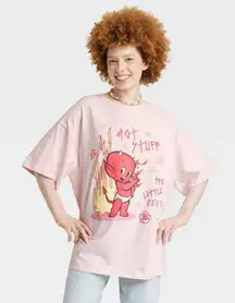 NWT Hot Stuff Little Devil Graphic Tee Pink Oversized T-Shirt Size Adult Large