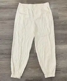 Rag and Bone  Women Linen Blend Pull On Trouser Jogger Pants High Rise Cream 10