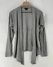 Bobi Lightweight Cotton Heather Gray‎ Open Front Waterfall Cardigan XS Petite