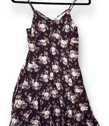 Y2K American Eagle Women‎ Floral Babydoll Mini Dress Red Size S Boho Cottagecore