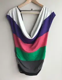 5/$15 Poof! Color Block Cap Sleeves Blouse‎ Top Low