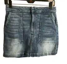 Altar’d State Mini Jean Skirt Medium Wash Denim Size Medium cotton blend pockets