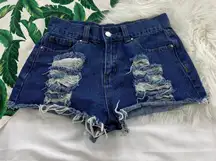 PLT High Waist Distressed Denim Shorts