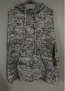 Express Hooded Poncho Mohair Wool Blend Black/White Size S