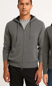 Vince Cashmere Full Zip Hoodie Dark Grey Women Small