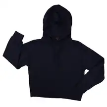 Quince Supersoft Long Sleeve Hoodie Sweatshirt Navy Blue Women's XS Lounge