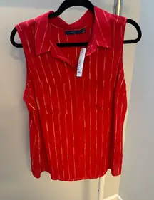 Apt. 9 Women’s Red Striped Sleeveless Button-Down Blouse