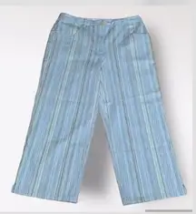 J Jill Stretchy Blue Stripes Wide Leg Casual Mid Rise Capris 6P