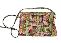 Vintage Funky Floral Collared Scaled Shirt Zipper Crossbody Clutch Purse NEW!