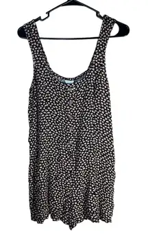 American Eagle‎ Romper Womens Size S Black Floral Sleeveless Button Down