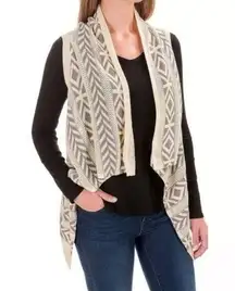 Woolrich  ‘Ponsford’ draped waterfall open sweater vest cardigan geometric L