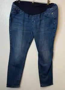 Indigo Blue Maternity Jeans Straight Leg Full Panel Size Extra Large XL