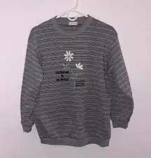 Feerique Vintage Gray Floral Striped Sweater 