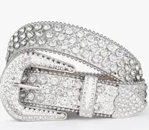 WESTERN RODEO STYLE UNISEX FASHION ALLIGATOR PRINT LEATHER RHINESTONE BELT.