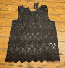 New Look Black Lace Embroidered‎ Top Sleeveless Ladies Size 4 Women Party Sexy